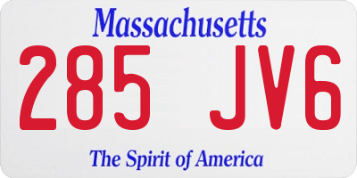 MA license plate 285JV6