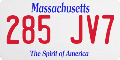 MA license plate 285JV7