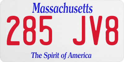 MA license plate 285JV8