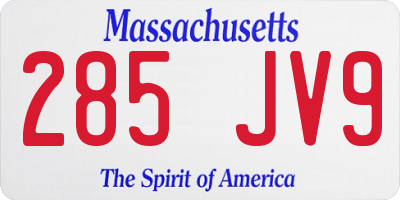 MA license plate 285JV9