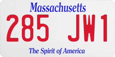MA license plate 285JW1