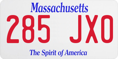 MA license plate 285JX0