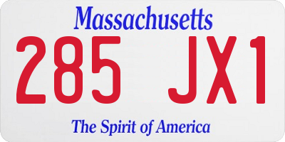 MA license plate 285JX1