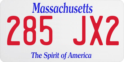MA license plate 285JX2
