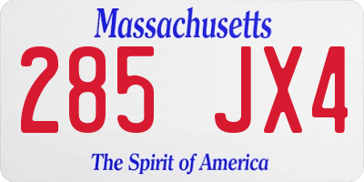 MA license plate 285JX4
