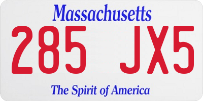 MA license plate 285JX5