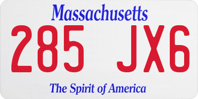 MA license plate 285JX6