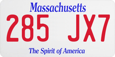 MA license plate 285JX7