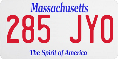 MA license plate 285JY0
