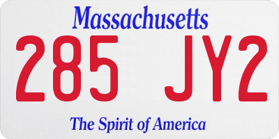 MA license plate 285JY2