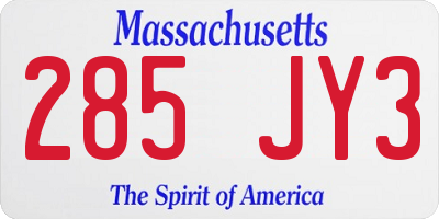 MA license plate 285JY3