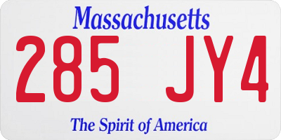 MA license plate 285JY4