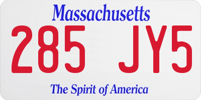 MA license plate 285JY5