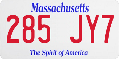 MA license plate 285JY7