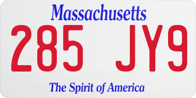 MA license plate 285JY9