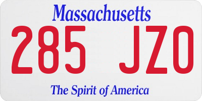 MA license plate 285JZ0