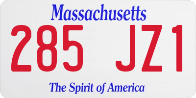 MA license plate 285JZ1