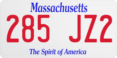 MA license plate 285JZ2