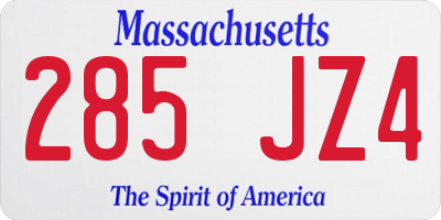 MA license plate 285JZ4