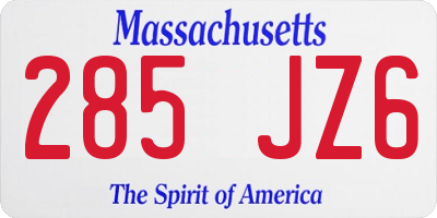 MA license plate 285JZ6