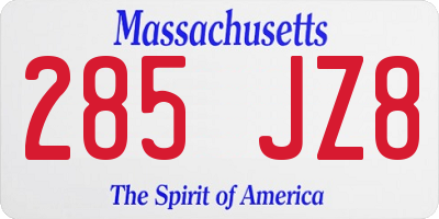 MA license plate 285JZ8