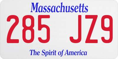 MA license plate 285JZ9