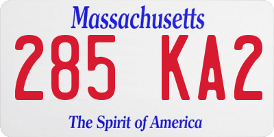 MA license plate 285KA2