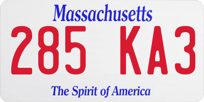 MA license plate 285KA3