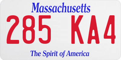 MA license plate 285KA4