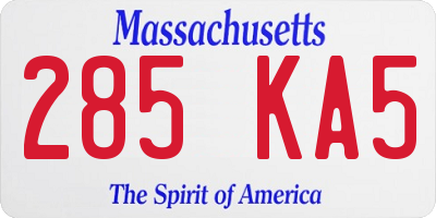 MA license plate 285KA5