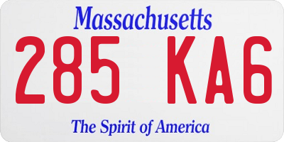 MA license plate 285KA6