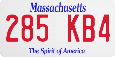 MA license plate 285KB4
