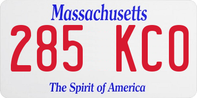 MA license plate 285KC0