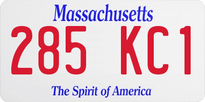 MA license plate 285KC1