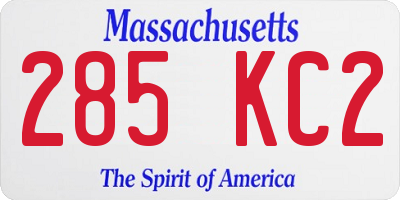 MA license plate 285KC2