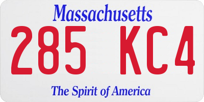 MA license plate 285KC4