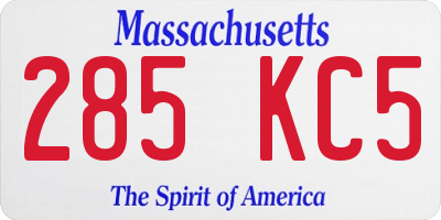 MA license plate 285KC5