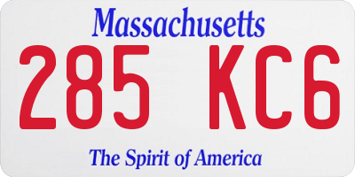MA license plate 285KC6