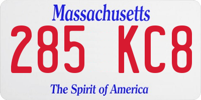MA license plate 285KC8