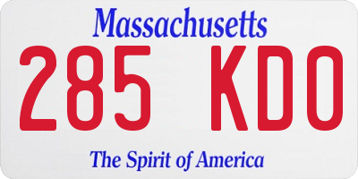MA license plate 285KD0
