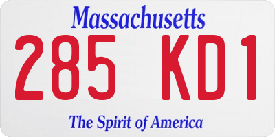 MA license plate 285KD1