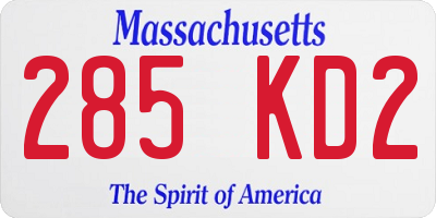 MA license plate 285KD2