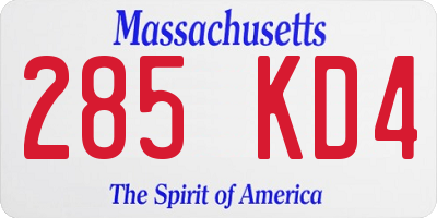 MA license plate 285KD4