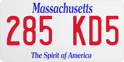 MA license plate 285KD5