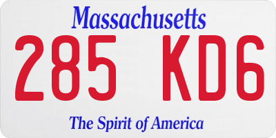 MA license plate 285KD6