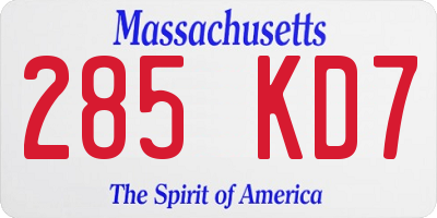 MA license plate 285KD7