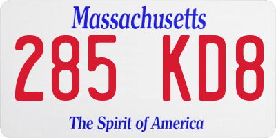 MA license plate 285KD8