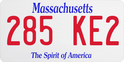MA license plate 285KE2