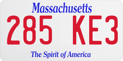 MA license plate 285KE3