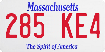 MA license plate 285KE4